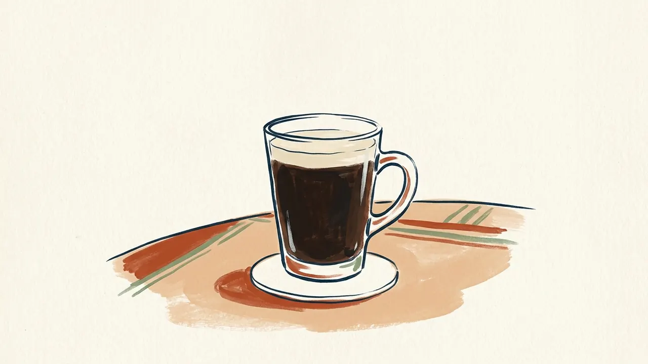 Vaso de café irlandés con una capa de nata sobre un posavasos