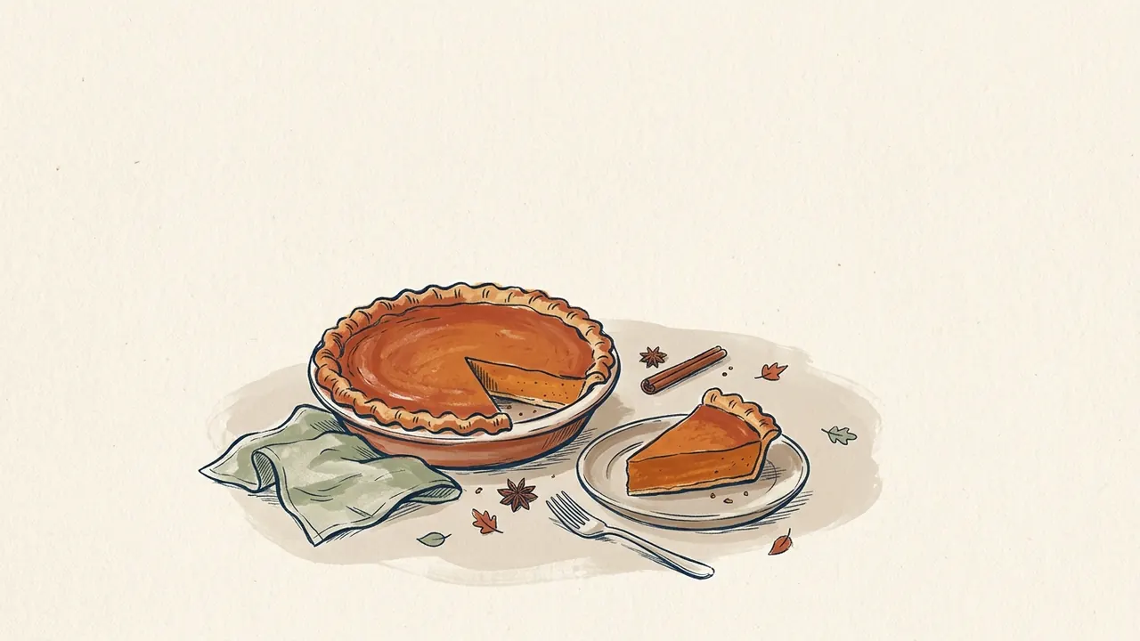 Tarta de calabaza con una porción servida sobre un plato.