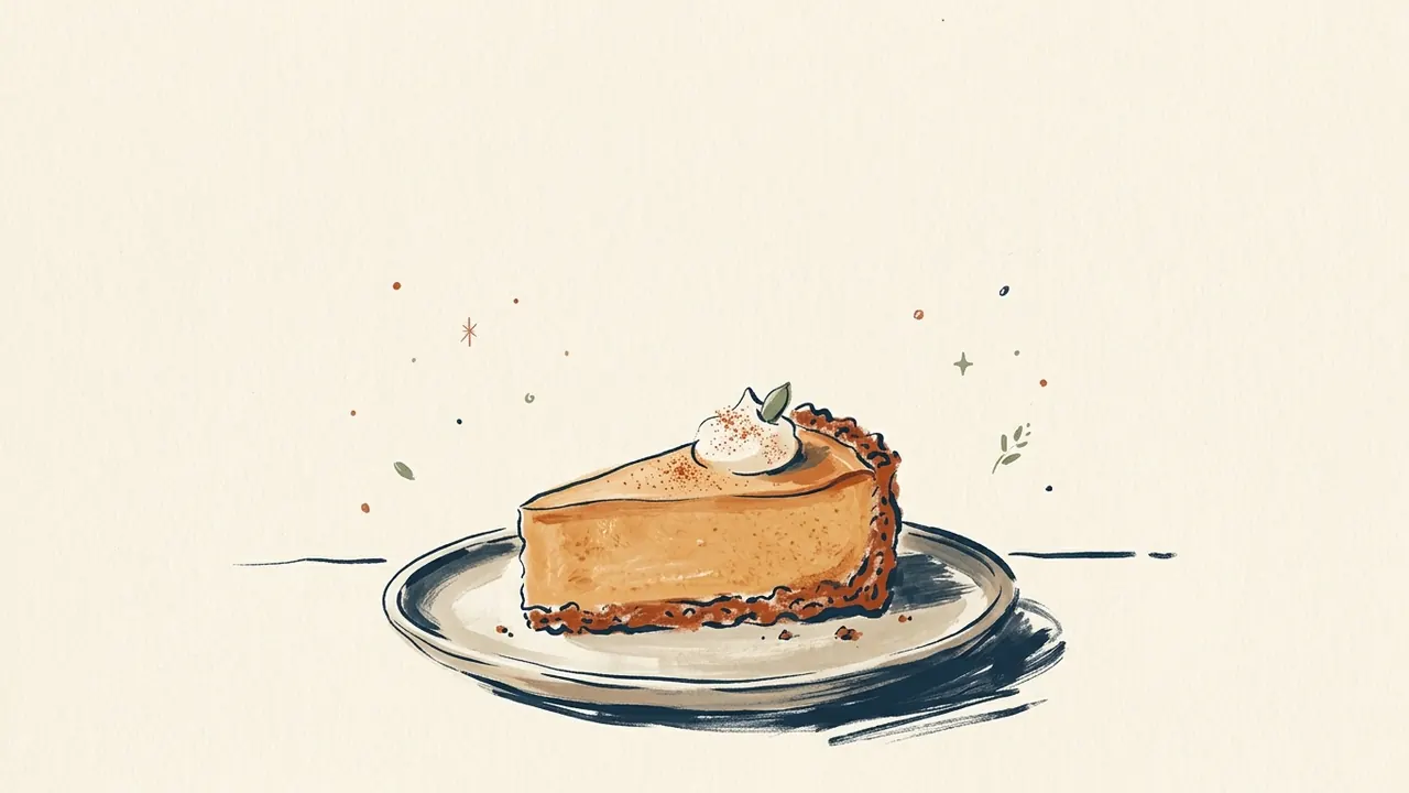 Porción de tarta de queso y calabaza sobre un plato.
